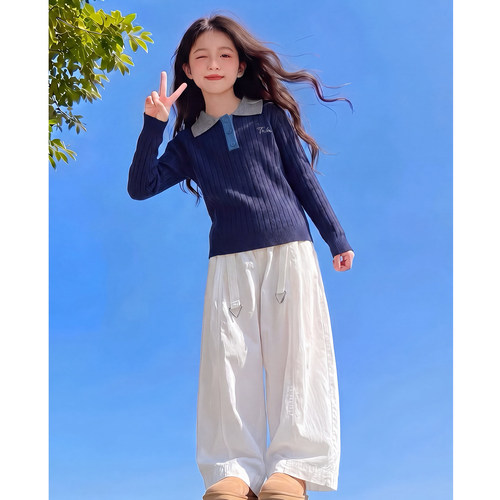 女童毛衣春秋款2026新款儿童网红洋气时髦上衣女孩秋装百搭针织衫