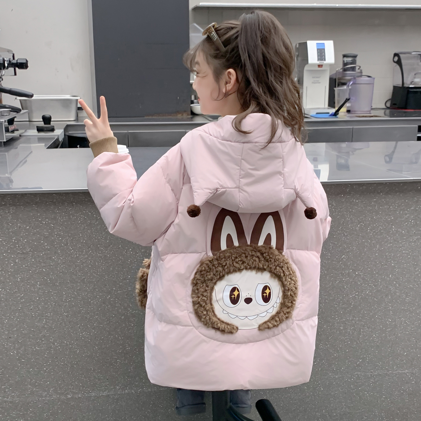 女童羽绒服冬季2025新款儿童网红洋气中长款90白鸭绒女孩加厚外套