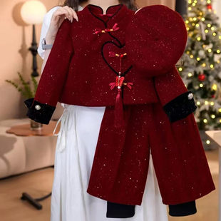 女童套装冬装2025新款儿童时髦洋气国风中式两件套小女孩冬季衣服