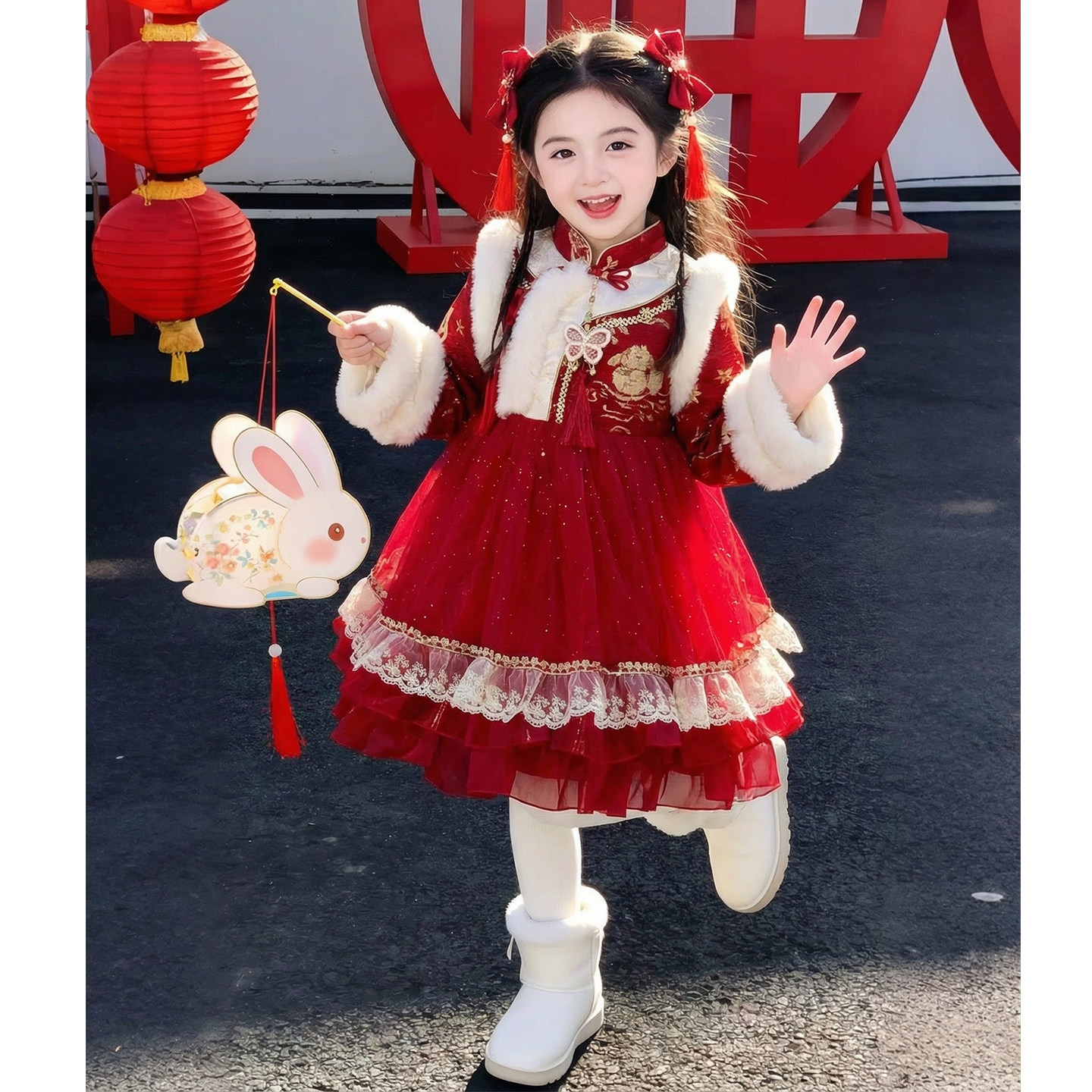 女童连衣裙2026新款冬装儿童汉服国风红色拜年服公主裙小女孩裙子,童装/婴儿装/亲子装,汉服,淘宝优惠券,粉丝福利购,淘宝优惠卷