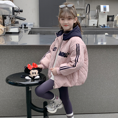 女童外套秋冬款2025新款儿童洋气时髦加棉加厚冬装女孩网红棒球服