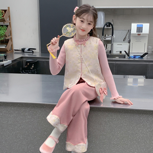 汉服女童秋冬款2026新款儿童洋气国风新中式加绒加厚女孩冬装套装
