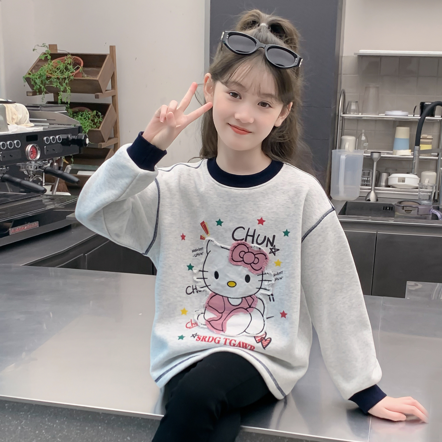 女童卫衣2025新款秋冬装儿童网红洋气超好看加绒加厚女孩上衣潮