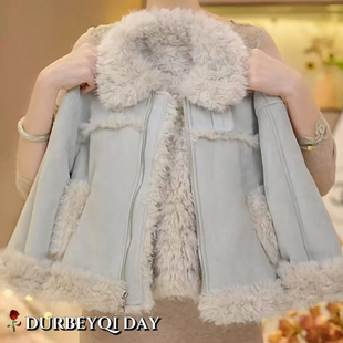 女童外套冬装2026新款儿童时髦皮毛一体毛毛衣大衣小女孩冬季上衣