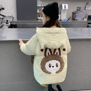 女童棉服冬装2025新款儿童洋气时髦长款加厚羽绒棉袄女孩冬季外套