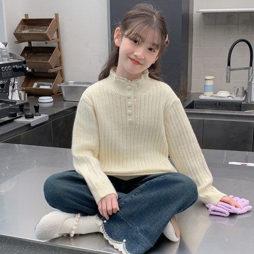 女童毛衣2025新款秋冬装儿童网红洋气加厚爆款上衣女孩网红时髦潮
