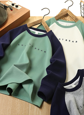 男童长袖t恤春装2026新款韩版宽松休闲运动帅气潮牌中大童打底衫