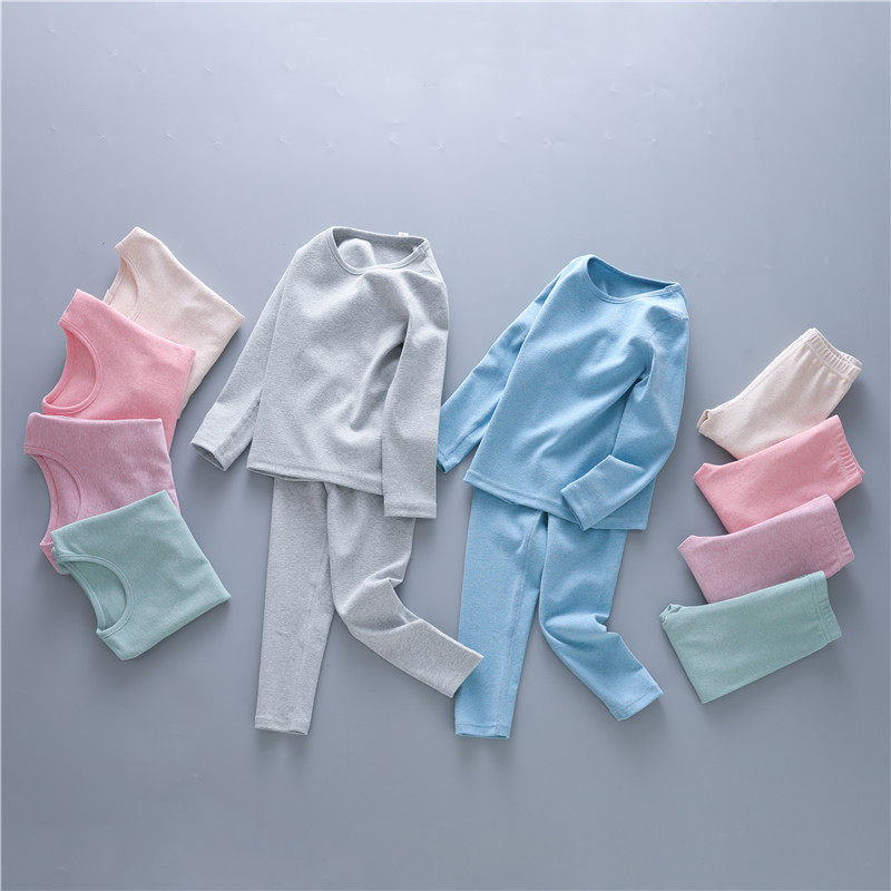 男童女童内衣套装纯棉日系简约洋气纯色百搭潮中小童宝宝秋衣秋裤