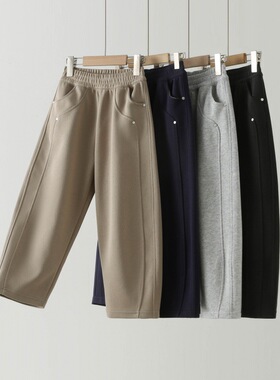 男童女童裤子弯刀裤2026春季新款韩版百搭宽松潮中大童休闲裤卫裤