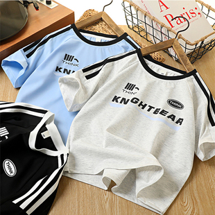 男童短袖t恤2026夏季新款韩版宽松透气休闲运动痞帅风中大童潮牌