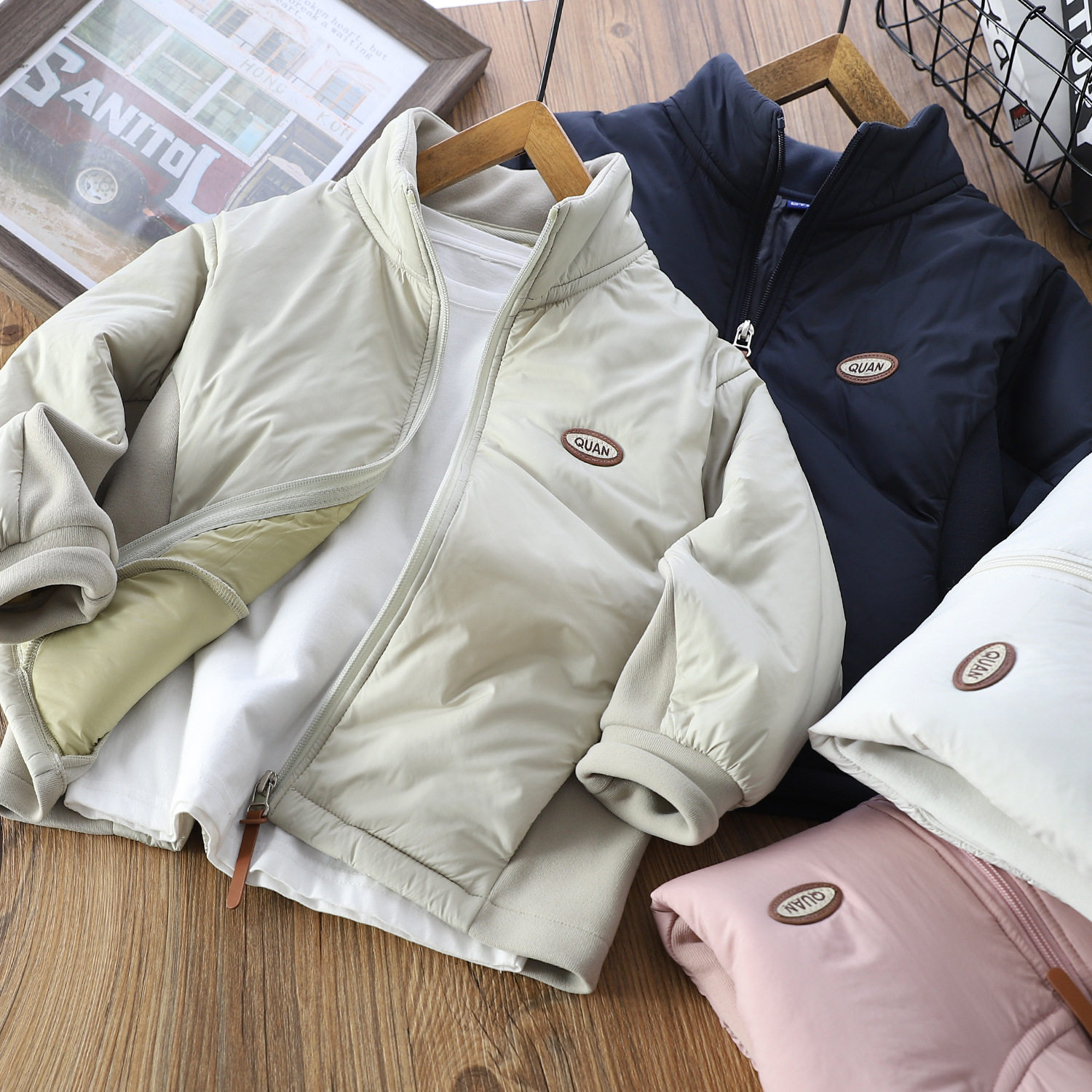 男童女童棉服外套夹棉秋冬款外穿加厚保暖立领休闲韩版中大童棉衣