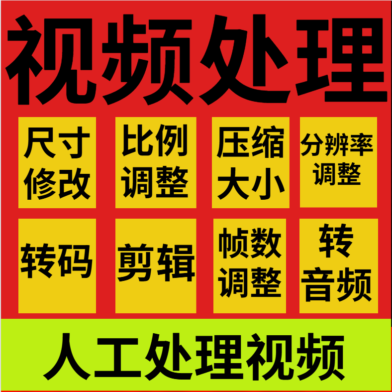 视频压缩转码率尺寸比例分辨率封面帧数格式修改剪辑调整转换音频