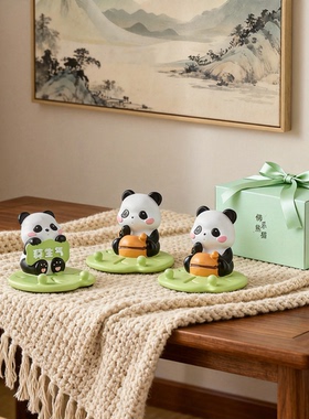 可爱熊猫桌面摆件树脂工艺品