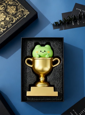 可爱卡通树脂奖杯桌面摆件礼盒