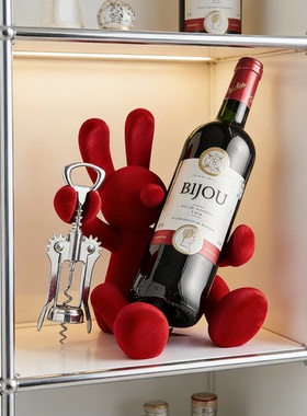 可爱动物毛绒红酒架礼盒摆件