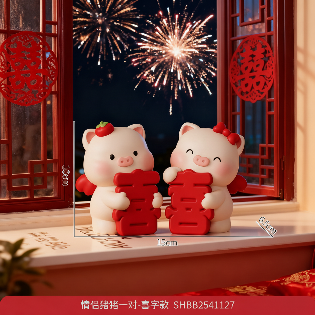 国潮小猪情侣摆件15cm