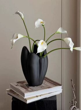 极简陶瓷马蹄花瓶客厅桌面摆件