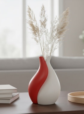 简约现代陶瓷几何花瓶客厅摆件