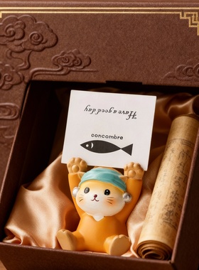 国潮树脂猫咪桌面摆件乔迁礼盒
