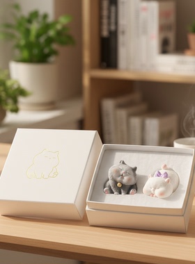 卡通猫咪树脂桌面摆件礼盒闺蜜
