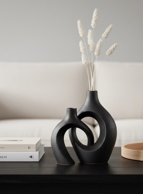 简约现代几何陶瓷花瓶套组摆件