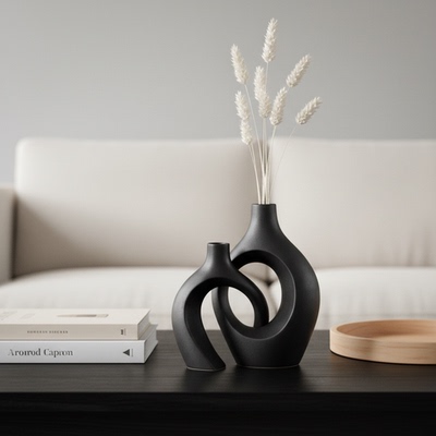 简约现代几何陶瓷花瓶套组摆件