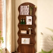 全实木异形波浪书架简约现代收纳置物架高颜值装 饰架