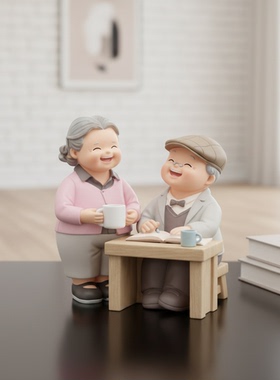 北欧树脂老人情侣桌面摆件送礼