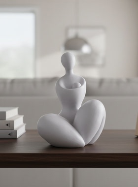 极简抽象陶瓷人物雕塑桌面摆件