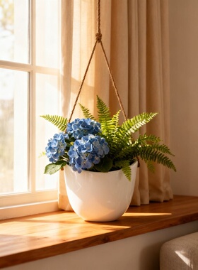 简约现代白瓷悬挂室内花盆摆件