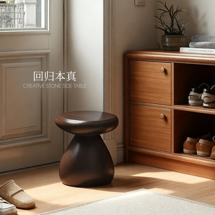 入户换鞋凳进门口家用轻奢高级感高端玄关网红客厅中古风小凳子