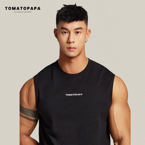 tomatopapa夏季套头印花logo背心