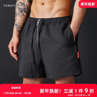 宽松休闲直筒五分裤 TOMATOPAPA短裤 短裤 弹力腰部拉链运动美式 男士
