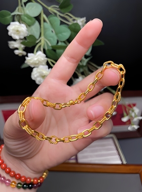 足金錾刻金缠腰手链男女可配戴可定制