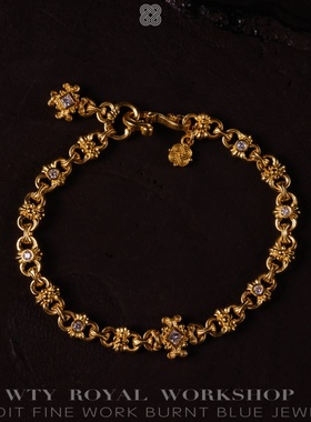 造办处细工精细工艺烧蓝足金月汐星澜手链