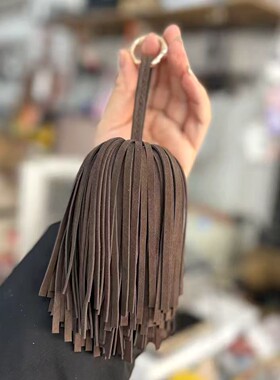 手工纯皮反绒长流苏女包挂件
