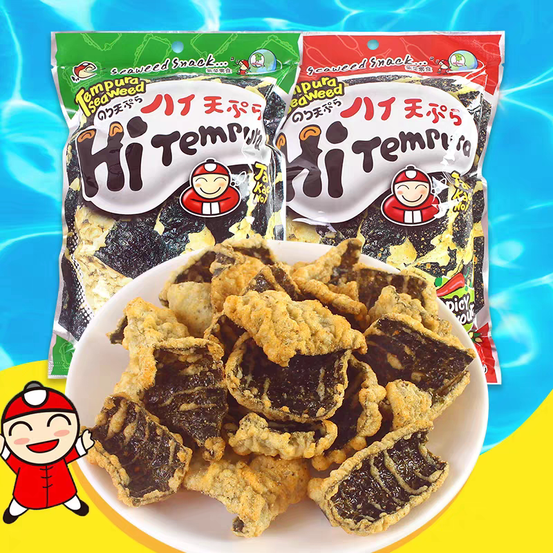泰国进口老板仔天妇罗海苔原味辣味香脆片海苔卷零食小吃休闲食品