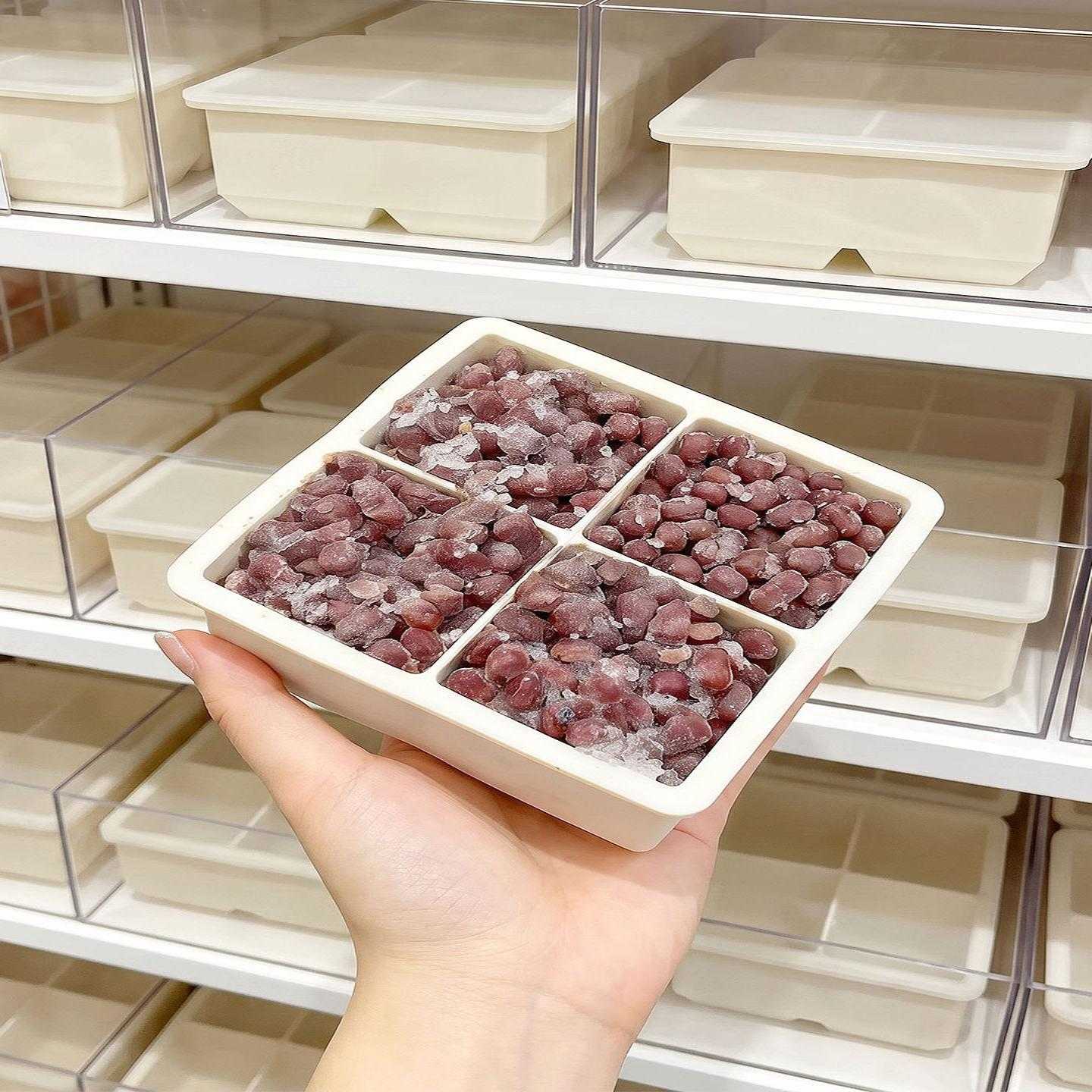 冷冻分装盒食品级家用辅食红豆粥分格收纳模具带盖硅胶冰箱神器