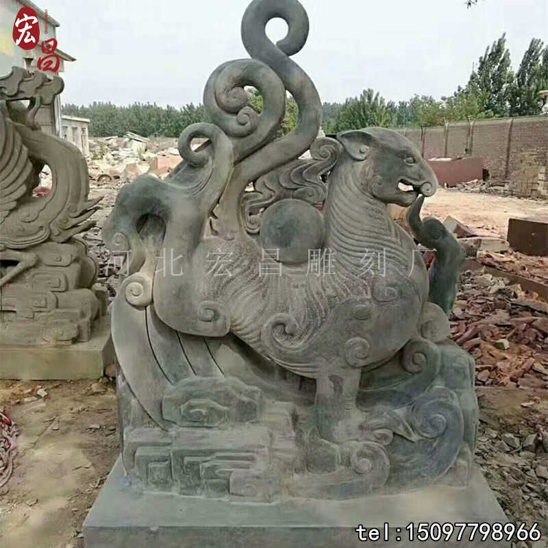 石雕四大神兽摆件原石雕刻神兽青龙白虎朱雀玄武摆件户外园林景观