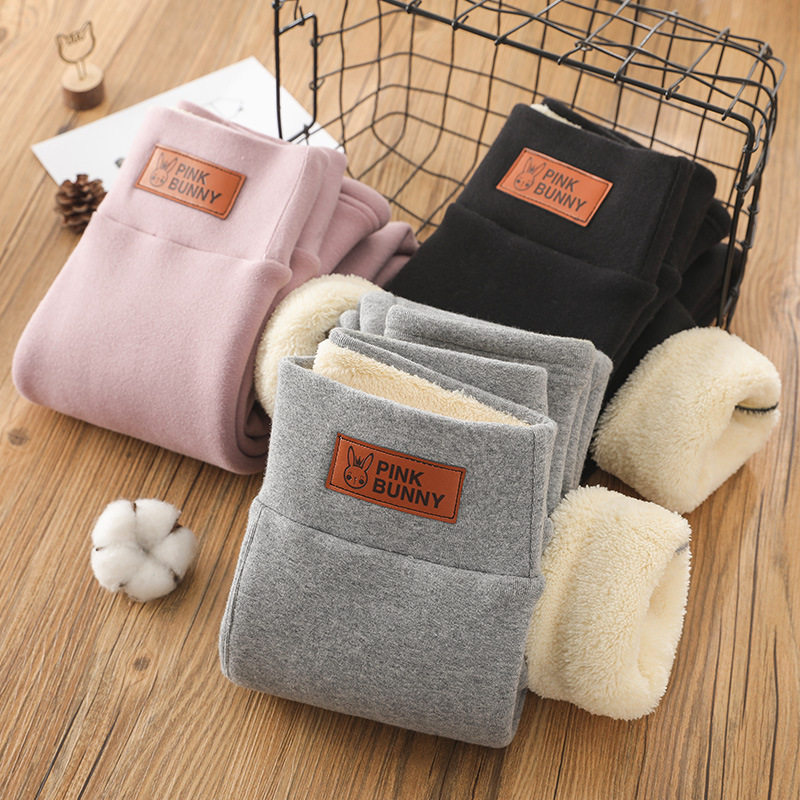 女童裤子冬季羊羔绒女宝宝加绒加厚儿童打底裤一体绒保暖棉裤外穿