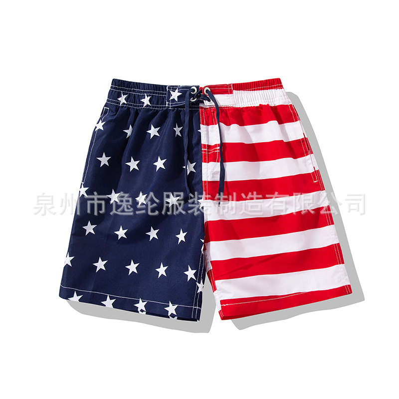 跨境专供男童沙滩裤欧美条纹休闲中大童短裤宽松薄款儿童五分裤