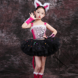 儿童猫咪演出服三只猫学猫叫波斯猫小猫咪舞蹈服装幼儿园动物表演