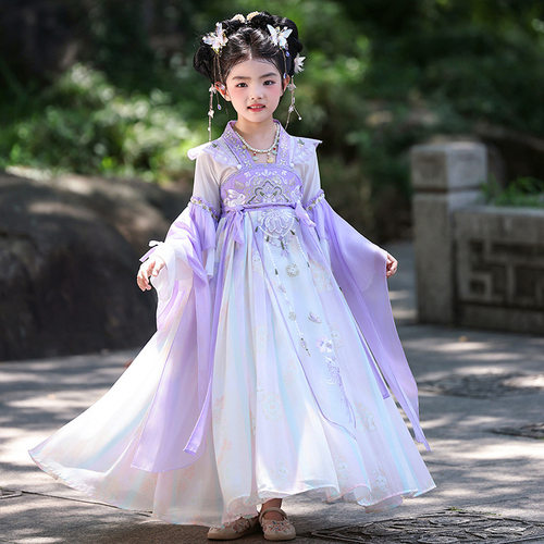汉服女童夏款儿童2025新款古风超仙古装夏季唐装小女孩连衣裙