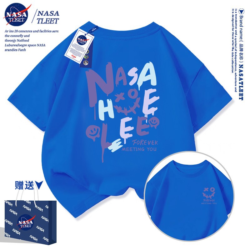 NASA联名新款潮牌简约印花夏季男孩女童百搭短袖t恤儿童纯棉童装
