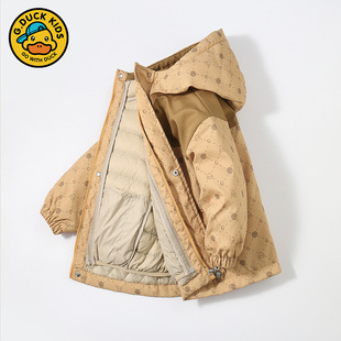 小黄鸭可拆卸儿童冲锋衣三合一2024秋冬羽绒两件套男童女童外套