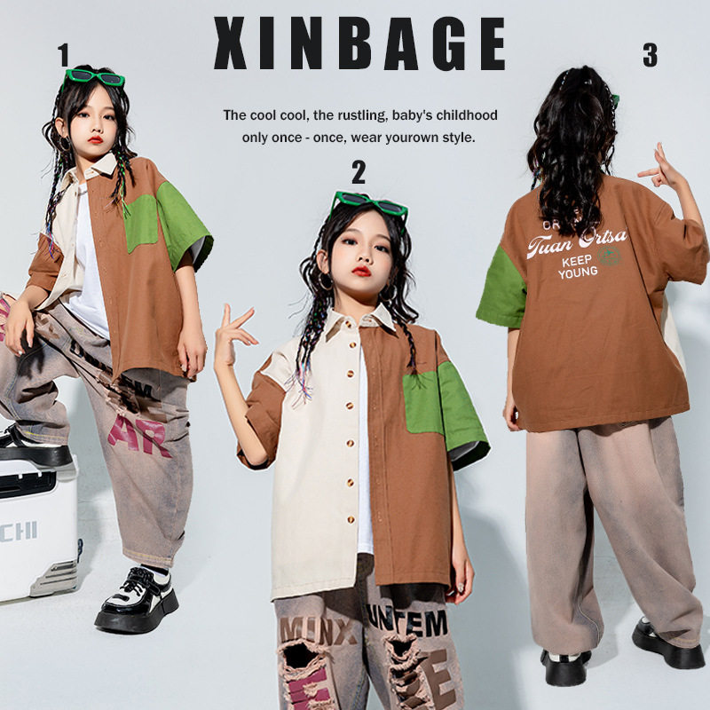 儿童街舞潮服嘻哈hiphop童装潮牌帅气男女童架子鼓表演套装演出服