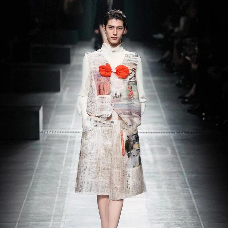 成人环保服装儿童时装秀走秀表演服幼儿园男童手工报纸亲子环保服