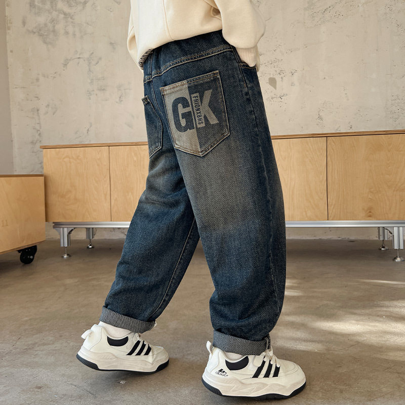 男童牛仔裤春秋2025新款儿童直筒裤子秋装大童痞帅风男孩休闲裤潮