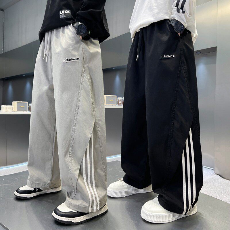 韩版潮男童运动裤春秋款宽松直筒休闲裤男孩秋装裤子秋季阔腿长裤