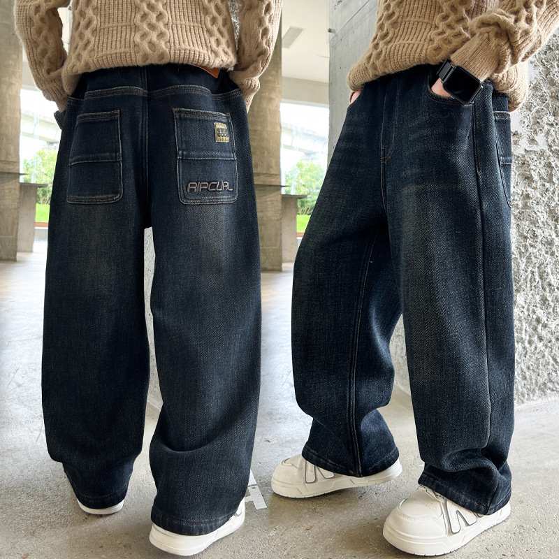 儿童装男童秋装裤子春秋款2025新款中大童秋季长裤男孩痞帅牛仔裤